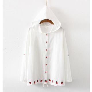 Strawberry Hooded Shirt / Embroidered T-shirt
