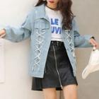 Lace-up Ripped Denim Jacket