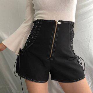 Lace Up High Waist Shorts