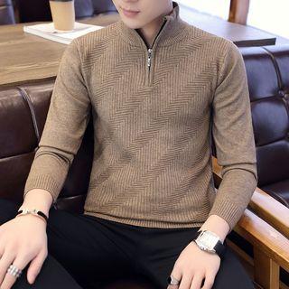 Mock-neck Zip Placket Sweater