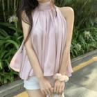 Pleated Sleeveless Top Pink - One Size