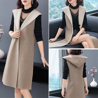 Hood Single Breasted Long Vest