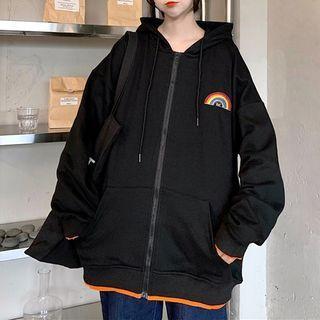 Rainbow Print Zip-up Hoodie
