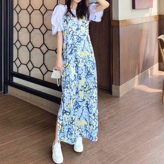 Short-sleeve T-shirt / Spaghetti Strap Printed Dress