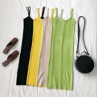 Plain Spaghetti Strap Slim-fit Knit Dress