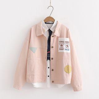 Cartoon Embroidered Shirt Jacket
