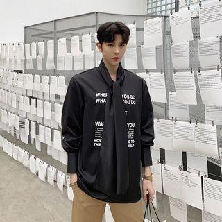 Lettering Tie Neck Shirt