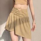 High-waist Ruched Asymmetrical A-line Skirt