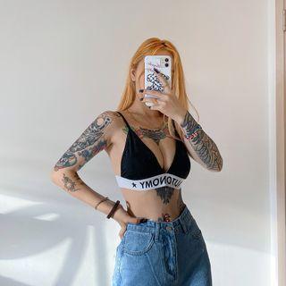 Lettering V-neck Cropped Camisole Top
