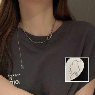 Tassel Chain Choker Necklace Silver - One Size