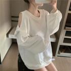 Ribbon Cold-shoulder Pullover