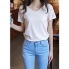 Shor-sleeve Ribbed T-shirt