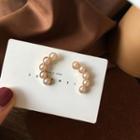 925 Sterling Silver Beaded Ear Stud 1 Pair - White & Gold - One Size