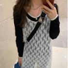 Long-sleeve T-shirt / Spaghetti Strap Lace Mini Sheath Dress