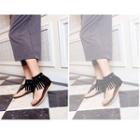 Faux-suede Tasseled Flat Sandals