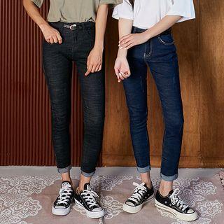 Plain Skinny Jeans With Belt