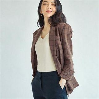 Open-front Check Blazer