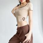 Waist-details Square-neck Crop T-shirt