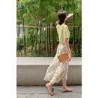 A-line Maxi Floral Skirt Ivory - One Size