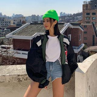 Puff-sleeve Printed Zip-up Jacket