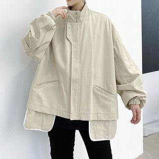 Plain Over-sized Lapel Jacket With Front Pocket