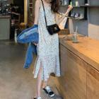 Spaghetti-strap Floral Side-slit Dress