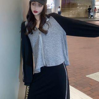 Raglan Hood Zip Jacket / A-line Skirt