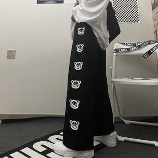 Bear Print Wide Leg Sweatpants