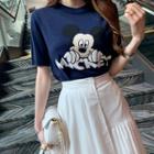 Mickey Mouse Short-sleeve Knit Top