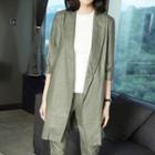 Set: 3/4-sleeve Long Jacket + Pants