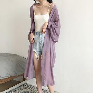 Light Long Jacket/ Rib-knit Camisole Top