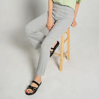 Seam-trim Ribbed Boot-cut Leggings