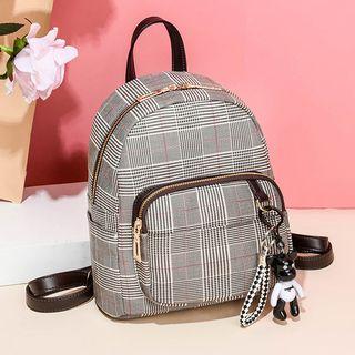 Plaid Zip Backpack Plaid - Black - One Size