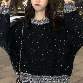 Color-block Crewneck Long-sleeve Knit Sweater