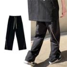 Plain Wide Leg Pants With Zip