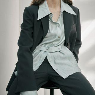 Wide-cuff Silky Shirt