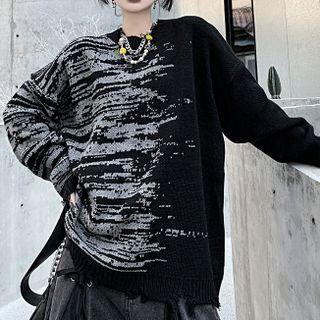 Two-tone Print Sweater