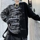 Two-tone Print Sweater