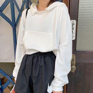 Plain Cropped Loose-fit Sweatshirt