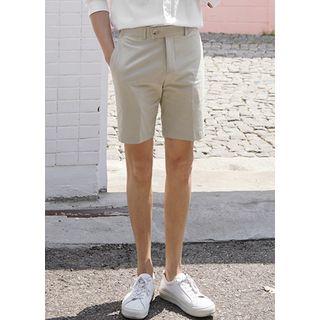 Elasticized-waist Linen Blend Shorts