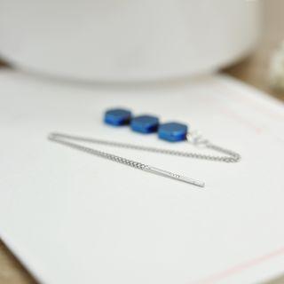 Hexagon Drop Threader Earring