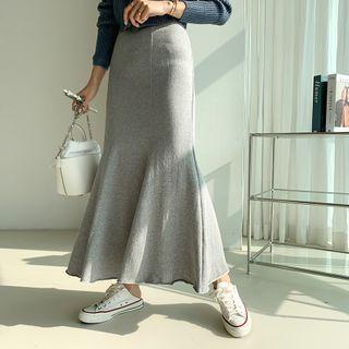Waistband Maxi Mermaid Skirt Gray - One Size