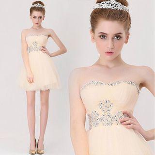 Strapless Rhinestone Bridesmaid Dress