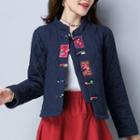 Embroidered Quilted Frog Button Jacket
