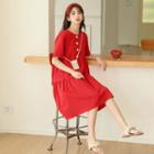Short-sleeve Button Detail Dress
