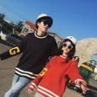 Couple Matching Contrast Stripe Sweater
