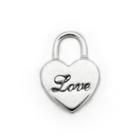 925 Sterling Silver Polished Finish Love Heart And Lock Single Stud Earring