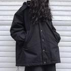 Oversize Hooded Button Jacket