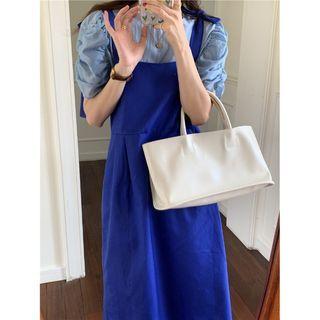 Short-sleeve Plain Top / Midi Overall Dress