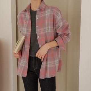 Napped Cotton Plaid Shirt